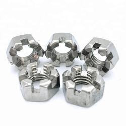 Porca castelo hexagonal fina com fenda