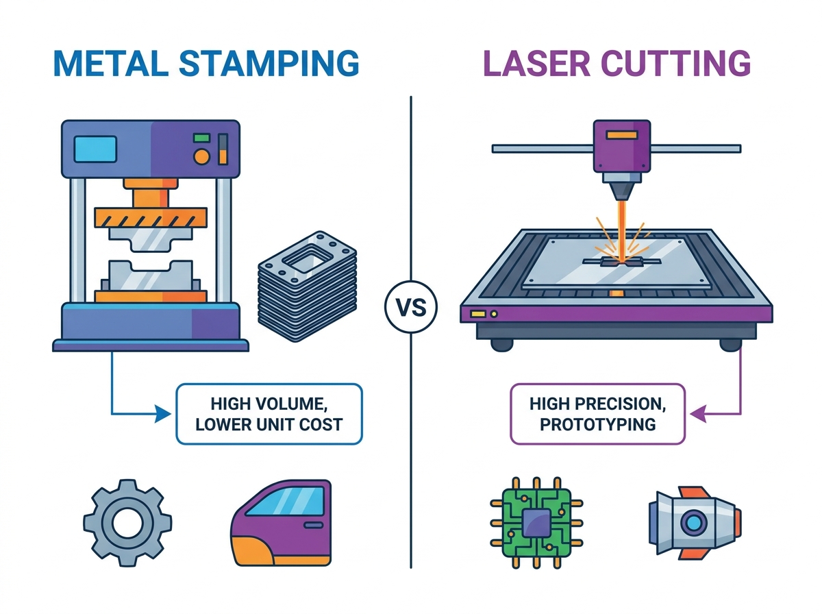 Compara&ccedil;&atilde;o entre estampagem de metal e corte a laser na fabrica&ccedil;&atilde;o de chapas met&aacute;licas