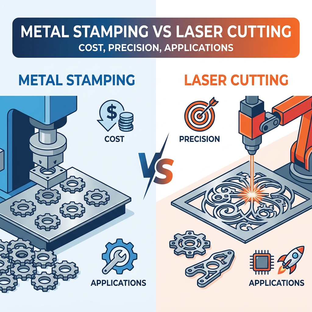 Estamparia de metal versus corte a laser: custo, precisão e aplicações