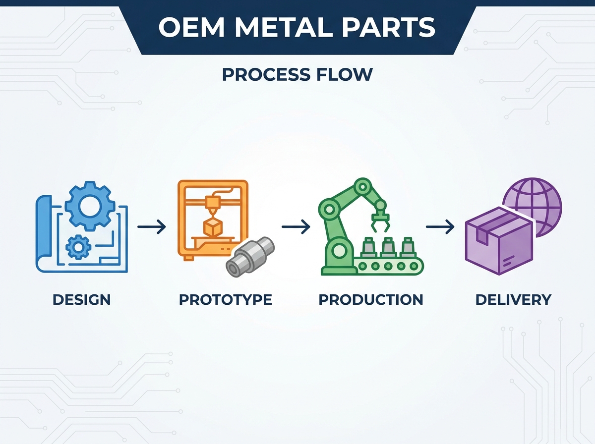 Processo de fabrica&ccedil;&atilde;o de pe&ccedil;as met&aacute;licas OEM
